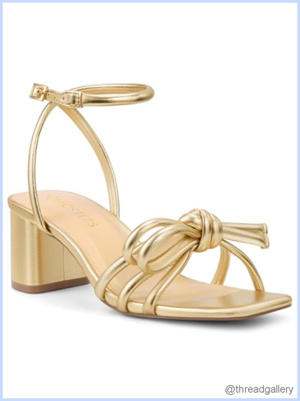 Women's Bow Knot Block Heel Sandals Square Toe Chunky Heels